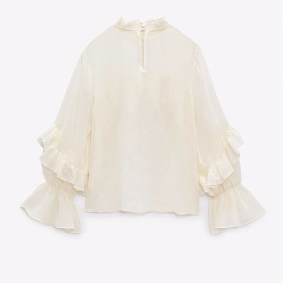 Zara semi sheer ruffle blouse - Picture 8 of 10